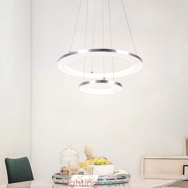 Modern Pendant Light Acrylic 2 Rings Lamp 40+20cm