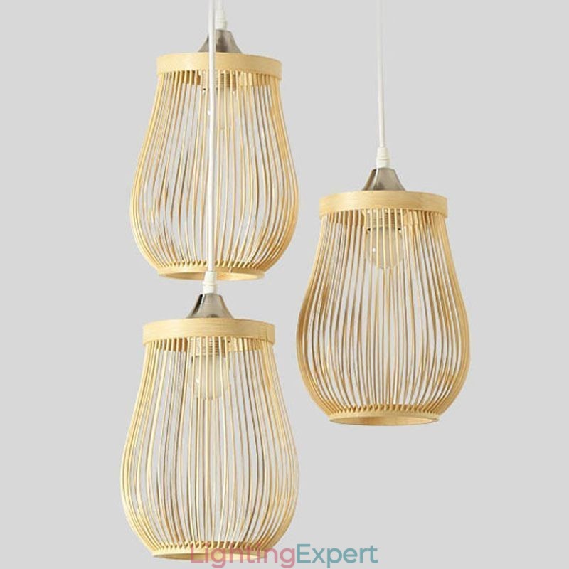 Hollow Cage Pendant Light Modern Bamboo Pendant Lighting