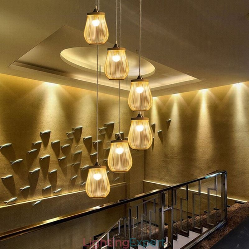 Hollow Cage Pendant Light Modern Bamboo Pendant Lighting