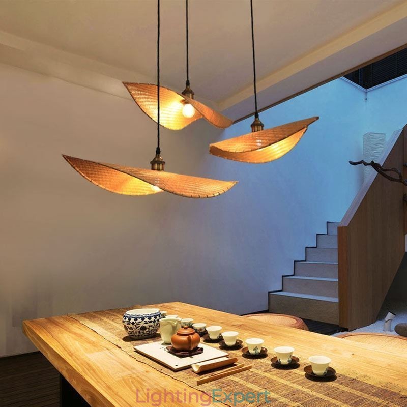 Creative Leaf Pendant Light Contemporary Bamboo Pendant Light Tearoom Lighting