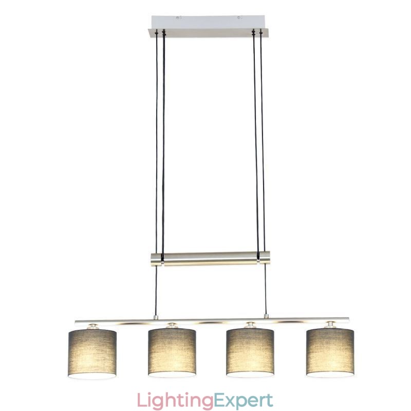 Modern 4 Light Pendant Light With Fabric Shade Adjustable Height