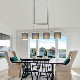 Modern 4 Light Pendant Light With Fabric Shade Adjustable Height