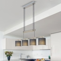 Modern 4 Light Pendant Light With Fabric Shade Adjustable Height
