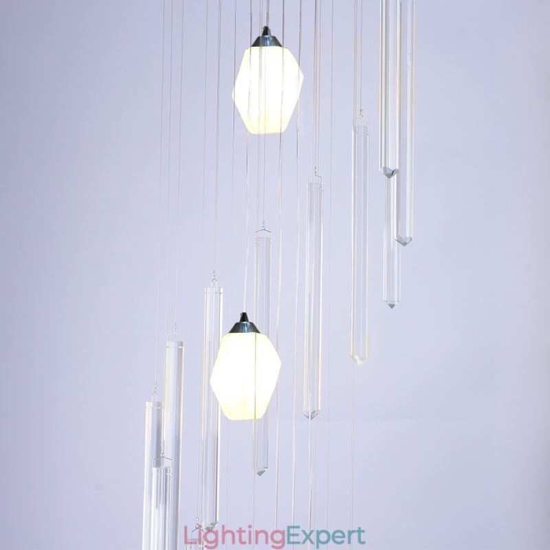 Cluster Pendant Light Modern Large Pendant Crystal Chandelier Duplex Staircase