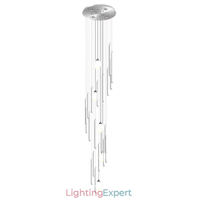 Cluster Pendant Light Modern Large Pendant Crystal Chandelier Duplex Staircase