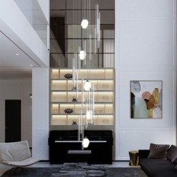 Cluster Pendant Light Modern Large Pendant Crystal Chandelier Duplex Staircase