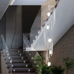 Cluster Pendant Light Modern Large Pendant Crystal Chandelier Duplex Staircase