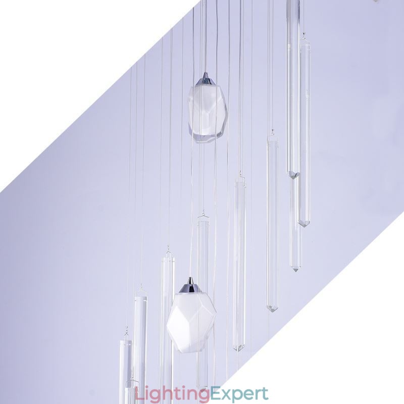 Cluster Pendant Light Modern Large Pendant Crystal Chandelier Duplex Staircase
