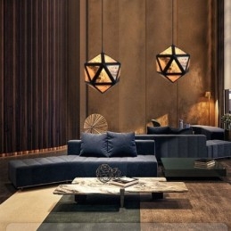 Geometric Pendant Light Diamond Shaped 3D Translucent Design