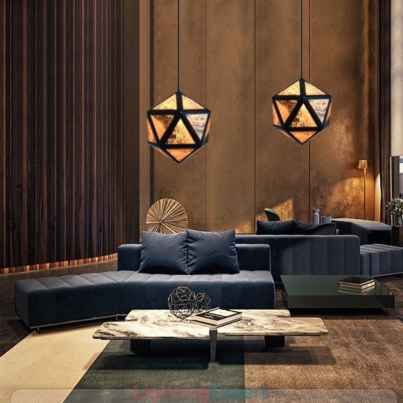 Geometric Pendant Light Diamond Shaped 3D Translucent Design