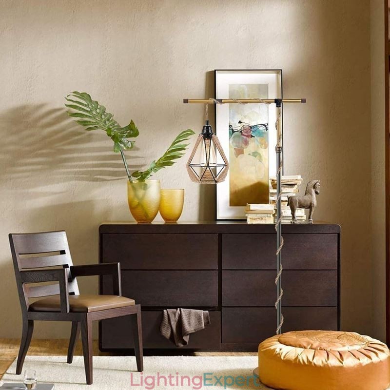 Retro Pendant Light Hemp Rope Ceiling Light 5M Hanging Wire