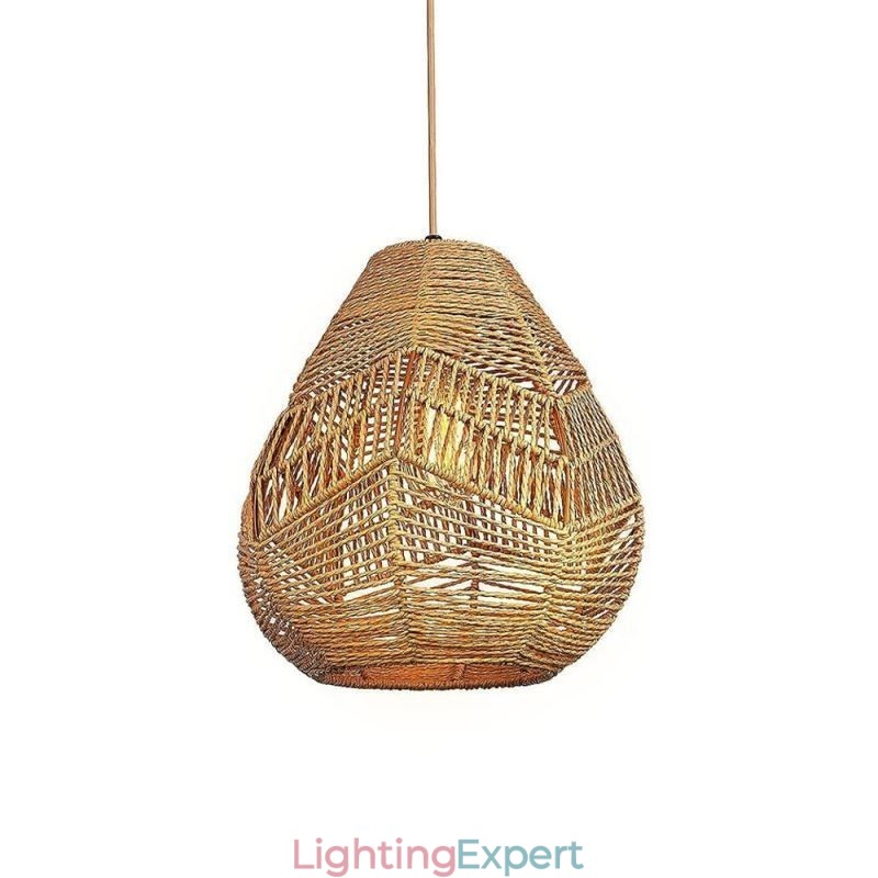 Nordic Retro Ceiling Light Natural Paper Rope Handwoven Lampshade