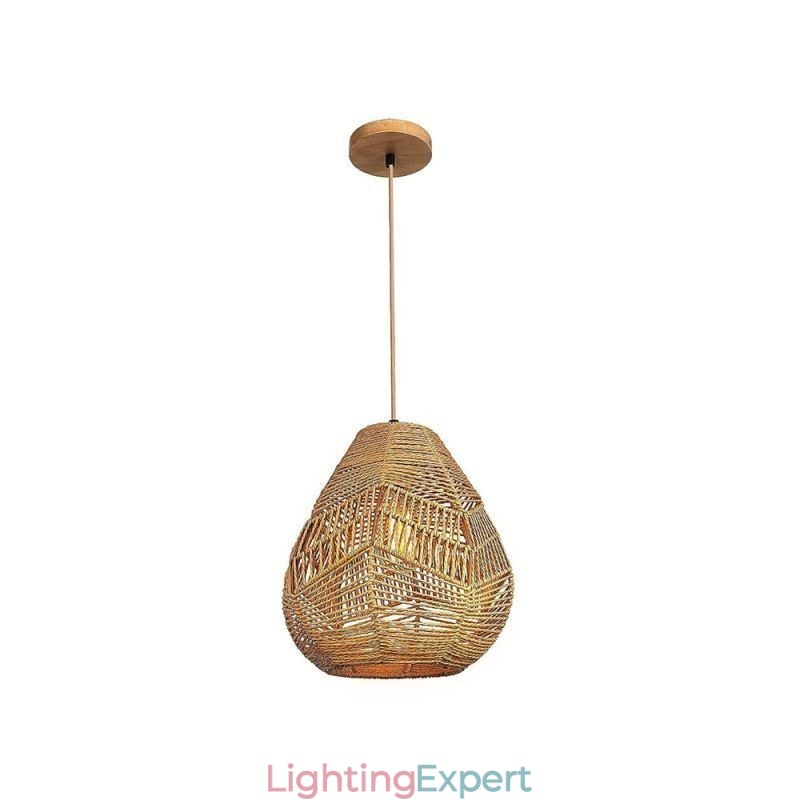 Nordic Retro Ceiling Light Natural Paper Rope Handwoven Lampshade