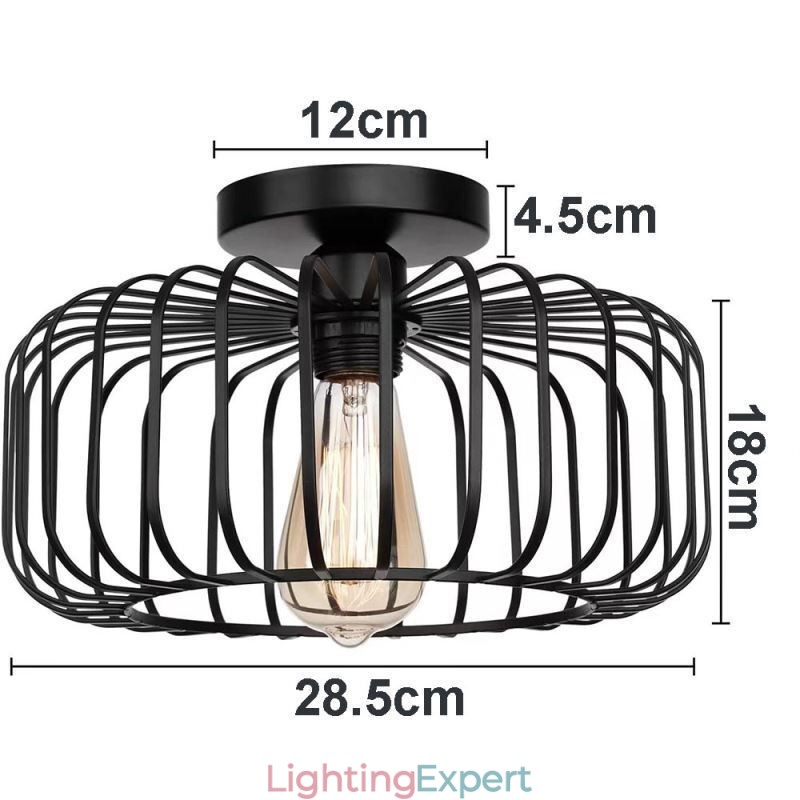 Simple Flush Mount Iron Bird Cage Ceiling Light