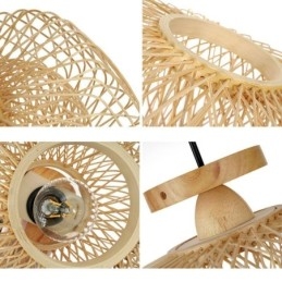 Retro Double Layer Ceiling Lamp Handwoven Bamboo Lampshade Ceiling Light