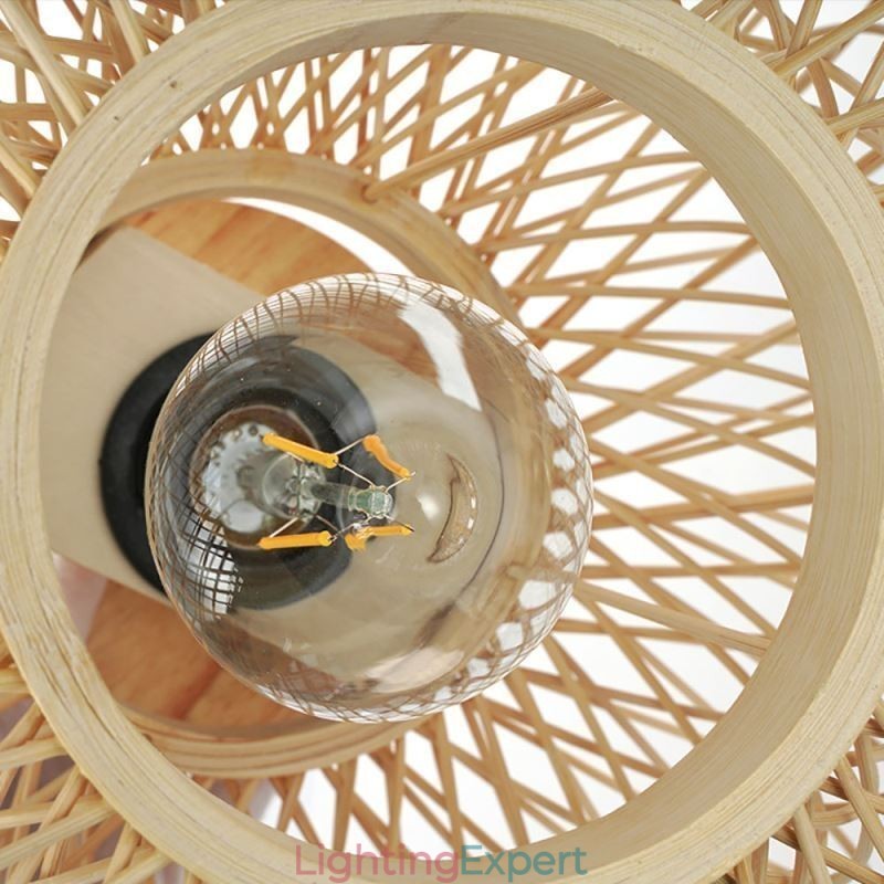 Retro Double Layer Ceiling Lamp Handwoven Bamboo Lampshade Ceiling Light