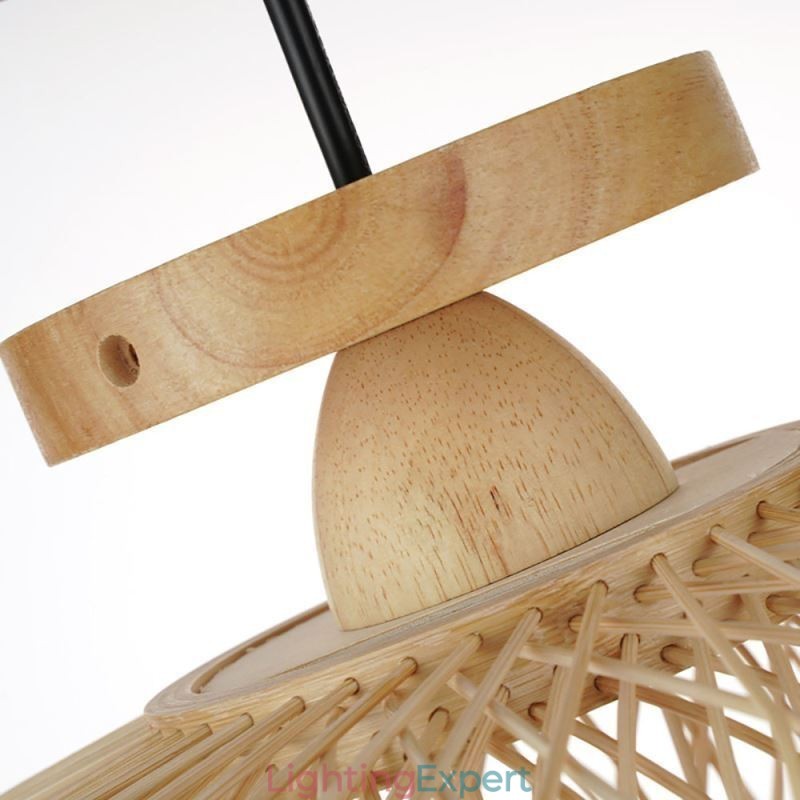 Retro Double Layer Ceiling Lamp Handwoven Bamboo Lampshade Ceiling Light
