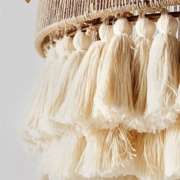 Rustic Pendant Light Bohemian Style Hemp Rope Tassel Ceiling Light