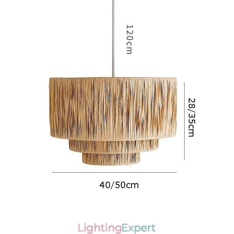 Country Retro Pendant Light Multi Layered Paper Rope Lamp Shade Ceiling Lamp
