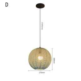 Paper Rope Pendant Light Country Retro Gradient Blue Ceiling Lamp
