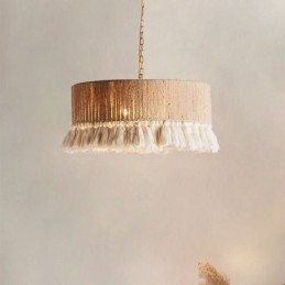 Retro Pendant Light Bohemian Style Hemp Rope Tassel Ceiling Light