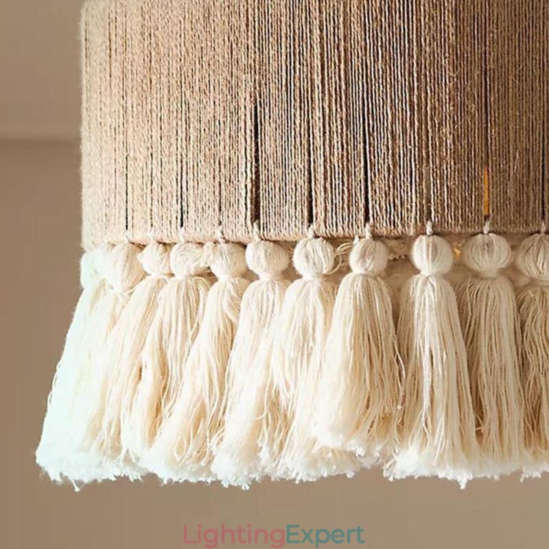 Retro Pendant Light Bohemian Style Hemp Rope Tassel Ceiling Light