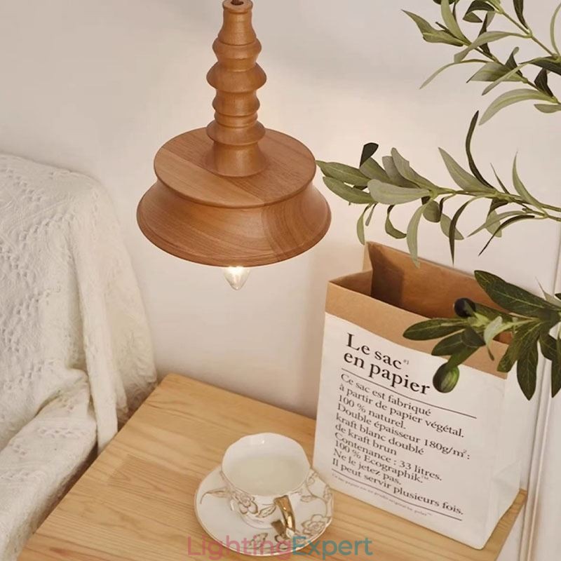 Rubberwood Pendant Light Ins Vintage Hanging Light