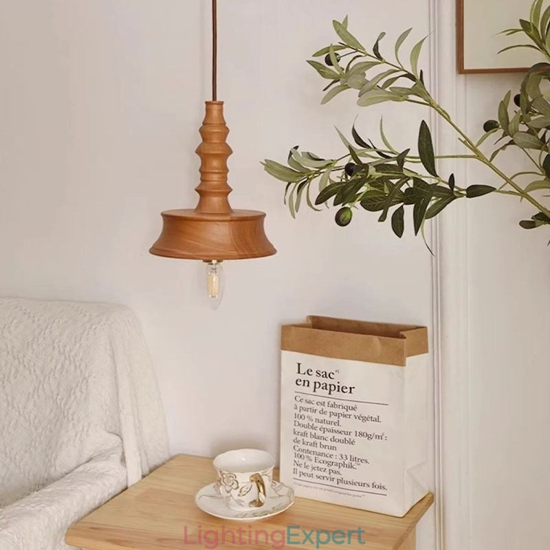 Rubberwood Pendant Light Ins Vintage Hanging Light