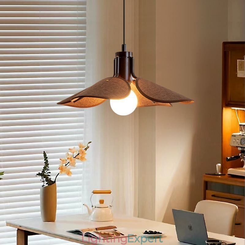 Nordic Pendant Light Wabi Sabi Style Fabric Lampshade Decorative Ceiling Light