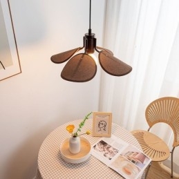 Nordic Pendant Light Wabi Sabi Style Fabric Lampshade Decorative Ceiling Light