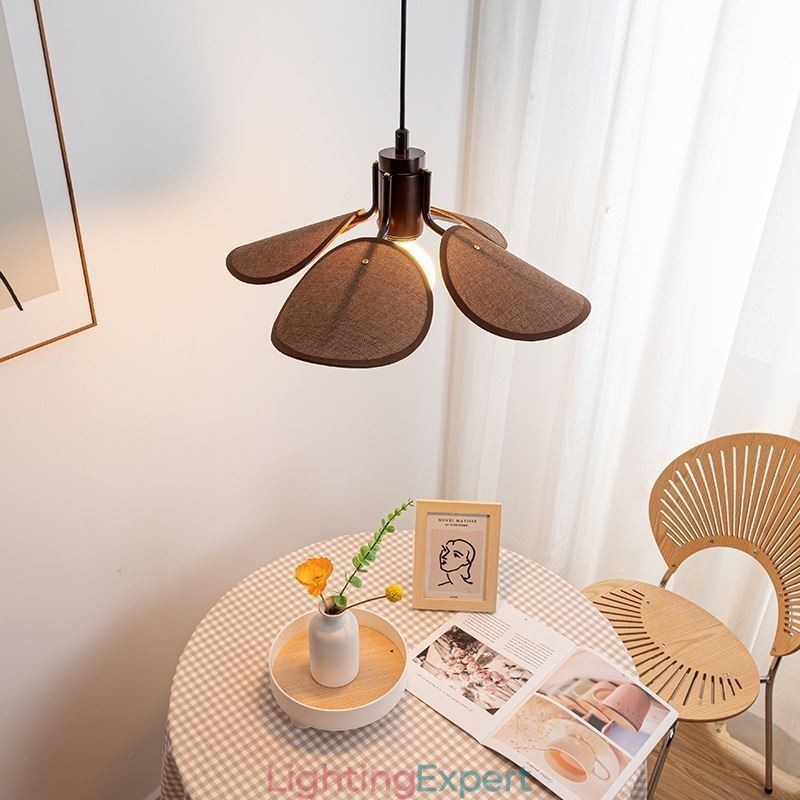 Nordic Pendant Light Wabi Sabi Style Fabric Lampshade Decorative Ceiling Light