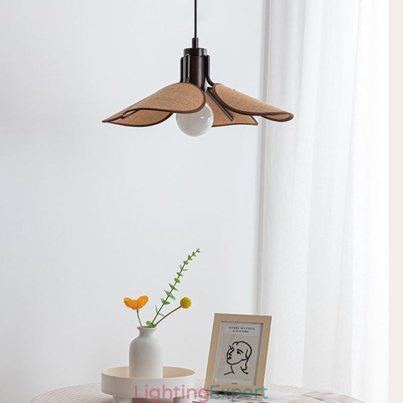 Nordic Pendant Light Wabi Sabi Style Fabric Lampshade Decorative Ceiling Light