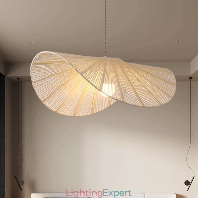 Retro Pendant Light Creative Wabi Sabi Straw Hat Hemp Rope Ceiling Light