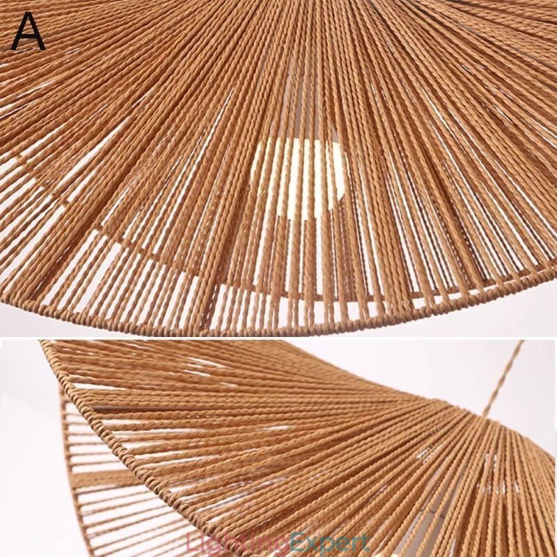 Retro Pendant Light Creative Wabi Sabi Straw Hat Hemp Rope Ceiling Light