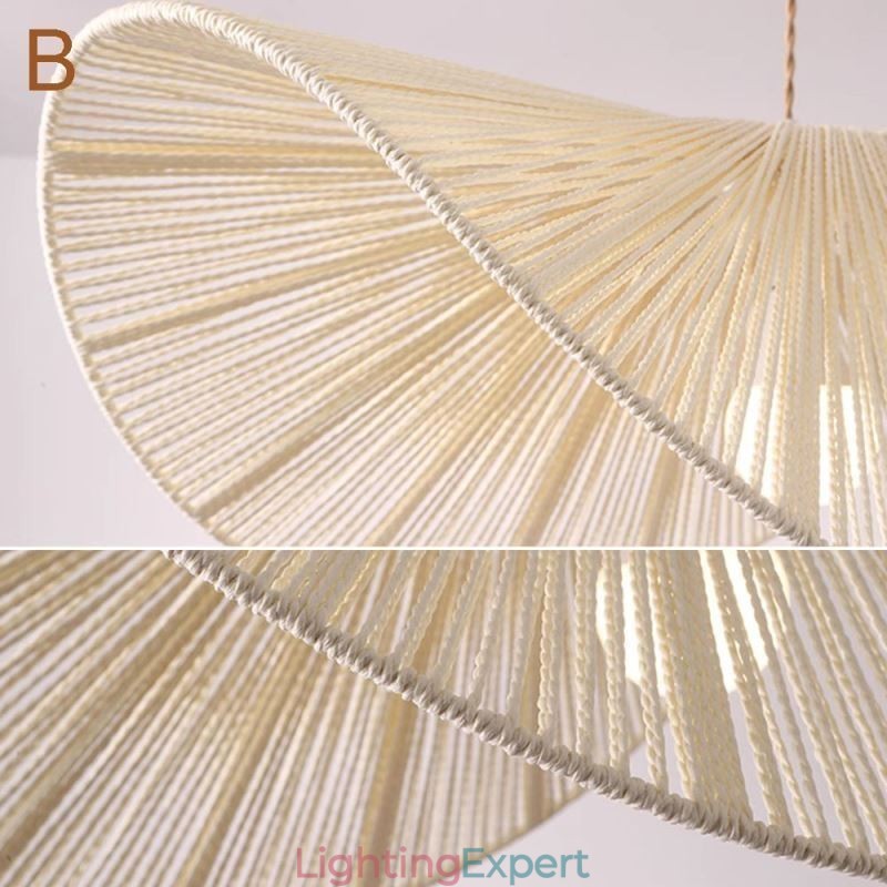 Retro Pendant Light Creative Wabi Sabi Straw Hat Hemp Rope Ceiling Light