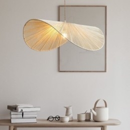 Retro Pendant Light Creative Wabi Sabi Straw Hat Hemp Rope Ceiling Light