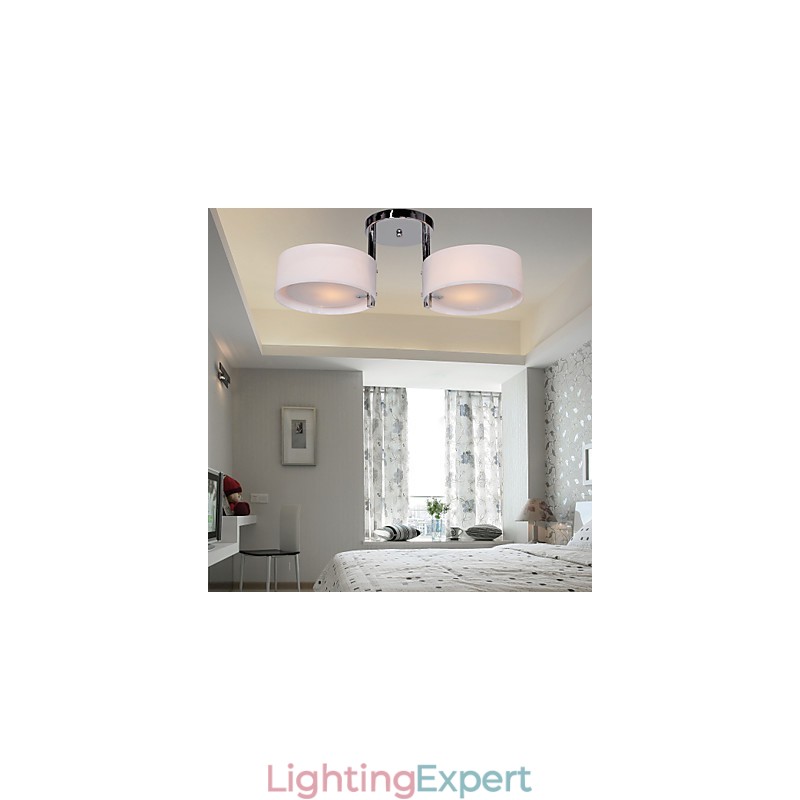 Modern Contemporary Chrome Metal Chandelier Flush Mount