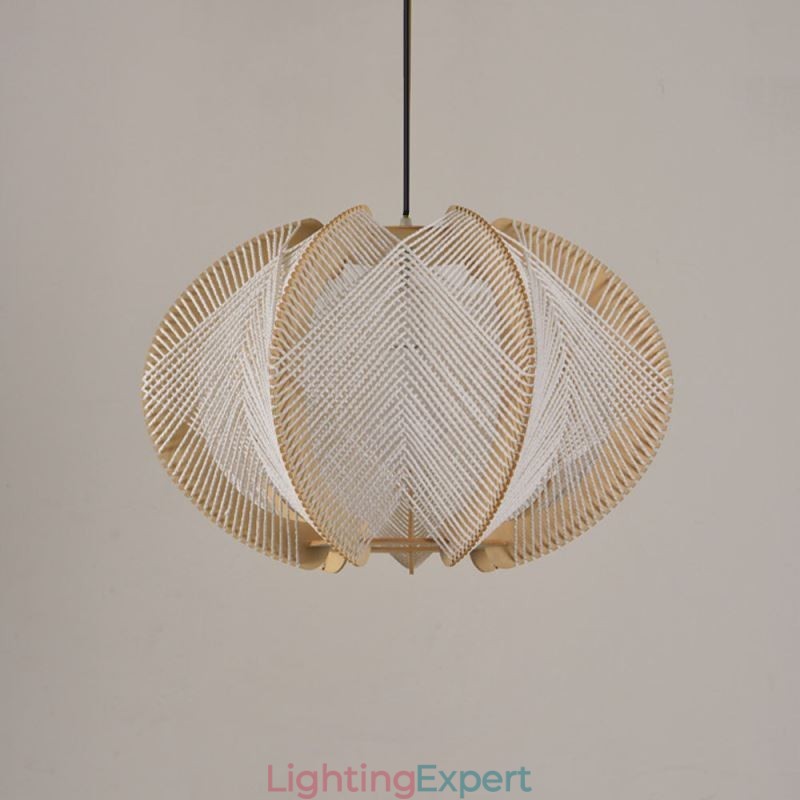 Nordic Pendant Light Retro Wabi Sabi Style Handmade Solid Wood Ceiling Light
