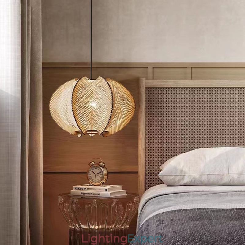 Nordic Pendant Light Retro Wabi Sabi Style Handmade Solid Wood Ceiling Light