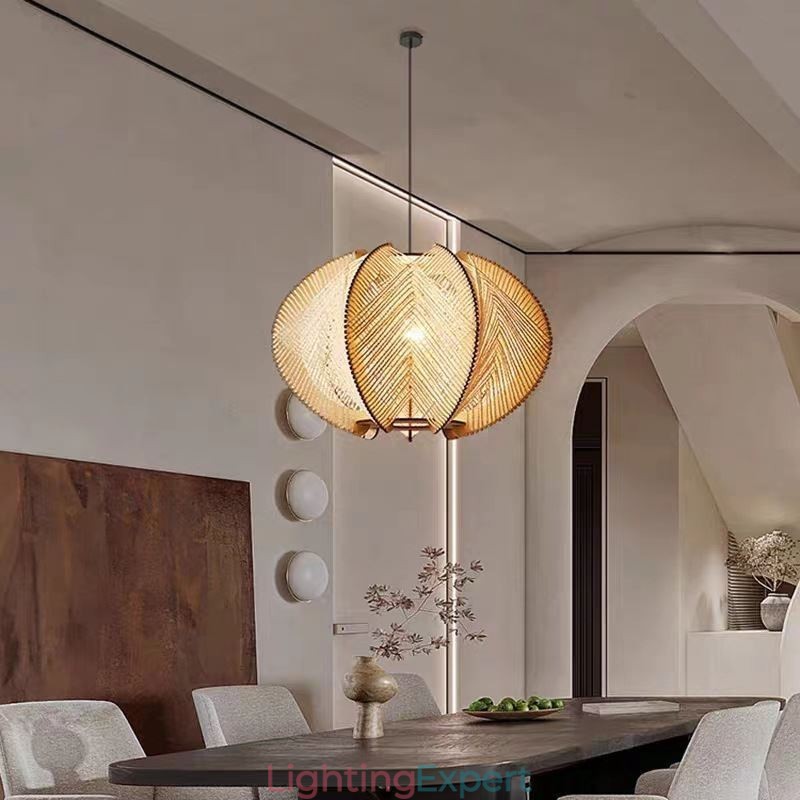 Nordic Pendant Light Retro Wabi Sabi Style Handmade Solid Wood Ceiling Light