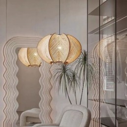Nordic Pendant Light Retro Wabi Sabi Style Handmade Solid Wood Ceiling Light