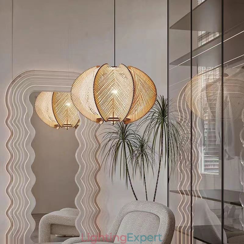 Nordic Pendant Light Retro Wabi Sabi Style Handmade Solid Wood Ceiling Light