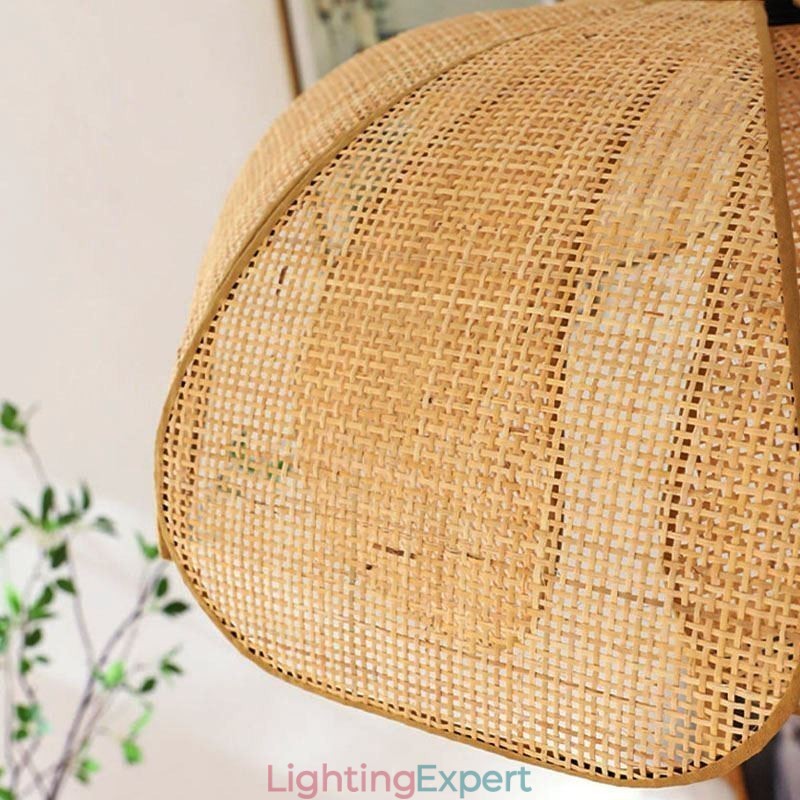 Rattan Petal Pendant Light Wabi Sabi Style Hand Woven Rattan Ceiling Light