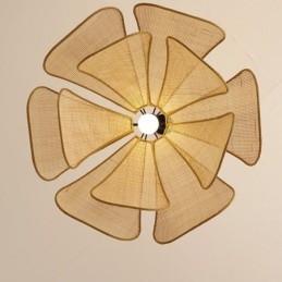 Rattan Petal Pendant Light Wabi Sabi Style Hand Woven Rattan Ceiling Light