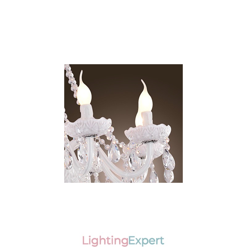 Chandelier White Crystal Modern Living 8 Lights