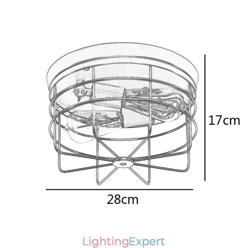 Industrial Metal Cage Ceiling Light Rustic Flush Mount Lamp Fixture