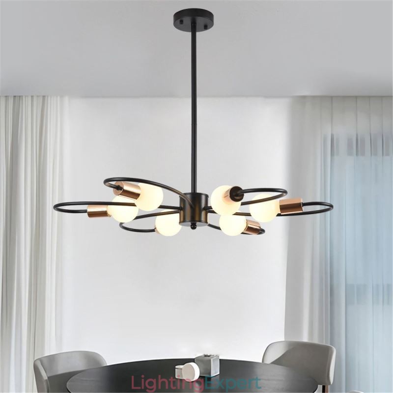 Rustic Chandelier 6 Light Classic Petals Ceiling Hanging Light
