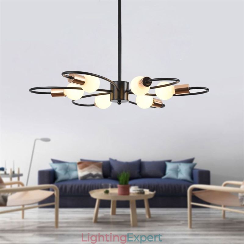 Rustic Chandelier 6 Light Classic Petals Ceiling Hanging Light