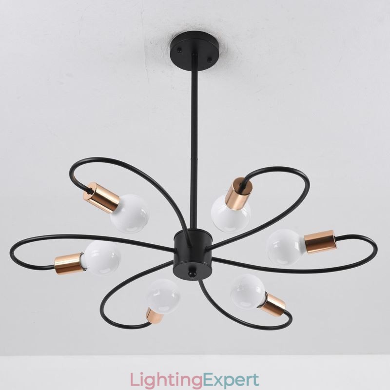 Rustic Chandelier 6 Light Classic Petals Ceiling Hanging Light