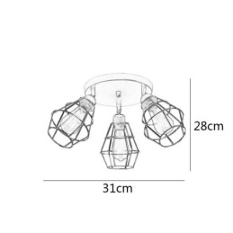 Industrial Flush Mount Ceiling Light Fixture 3 Light Metal Cage Ceiling Lamp